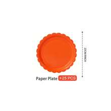 橙色花瓣形一次性餐盘、餐巾纸、纸杯 - 25人派对用品套装，一次性纸盘，适用于生日、婚礼、主题派对、家庭野餐 - 彩色 - 查看 7