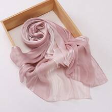 1件女士优雅纹理缎面围巾，拼接褶皱柔软渐变色头巾，适合搭配穆斯林头巾服饰 - 彩色 - 查看 17