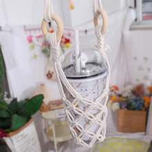 1PC Wine Bottle Carrier Cotton Hanging Water Bottle Net Bag With Hooks Portable Bottle Storage Holder DIY Wine Accessories - Multicolor - View 5