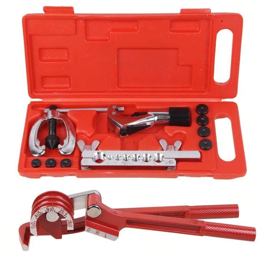 Pipe Flaring Kit Fuel Pipe Flare Repair Tool With Tube Bender And Cutter - Red - View 1