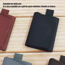 Cartera Minimalista Delgada, Cartera Minimalista de Cuero para Tarjetas de Crdito, Monedero, Porttil, Multifuncin, Tarjetero, para Hombres y Mujeres Marrn - Negro - Ver 8