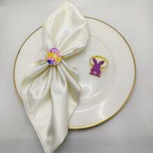 6个/12个装欧美风合金彩虹渐变心形餐巾环，油滴心形圆形餐巾环，现货供应 - 兔子和蛋 - 查看 3