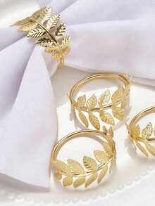 2/4/6pcs Set Elegant Gold Napkin Rings, Dining Table Decor, High-Quality Surface Treatment, Sturdy Structure, Tabletop Decoration, Essential For Banquets, Suitable For Weddings, Parties, Events, Countryside Gatherings, Outdoor Camping And Birthday Party Table Settings - Gold - View 4
