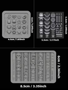 3件套美甲模具套装 - 蝴蝶结、泰迪熊、饼干、小猫、奶油蕾丝，可爱3D美甲装饰DIY透明硅胶模具 - 無色 - 查看 2