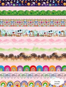 Classroom Border Decor Bulletin Board Stickers, Containing Elements Such As Planets, Green Clovers, Landmarks, Rainbows, Suitable For Back To School Classroom Blackboard, Bulletin Board, Desks, Study Area, Walls And Windows Decoration, Also Can Be Used For Gift Packaging And Party Arrangement, Creating A Warm And Joyful Atmosphere. - Announcement Border Sticker - View 1