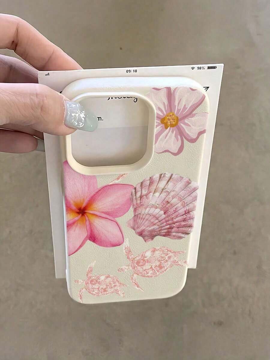 1pc White Starfish & Shell Pattern Full Coverage TPU Shockproof Phone Case, Compatible With IPhone 16, 15, 14, 13, 12, 11 Pro Max, Series - Style 7 (1 Piece) - View 1