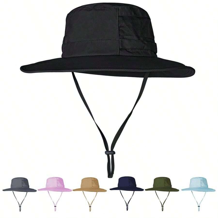 de sol para hombres y mujeres, sombrero de pesca UPF 50, impermeable, de ala ancha, sombrero plegable Boonie para senderismo, jardn, safari, playa - A1packnegro1 - Ver 1