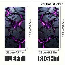 2pcs Creative Cool And Fun 2D Decals, B-Pillar Protective Film. Dark Crack Pattern Purple Fluorescent Self-Adhesive Waterproof Scratch Stickers For Multiple Cars & Materials, Trimmable To Enhance Your Vehicle's Appearance!, Stickers For Car, Car