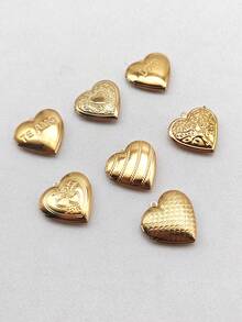 7件套心形吊坠首饰配件，适合情人节 - 金黃色 - 查看 2