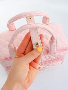 1 túi đựng mỹ phẩm cầm tay cao cấp màu trơn, túi trang điểm thời trang casual dung tích lớn có khóa kéo, đựng văn phòng phẩm du lịch, hộp mỹ phẩm thiết yếu cho kỳ nghỉ, đựng được tai nghe, sạc, son môi, mỹ phẩm, nước hoa, chăm sóc da, trang trí nhà cửa, phù hợp cho mẹ, y tá, sinh viên, móc khóa, quà tặng lễ - Nhiều màu - Xem 7