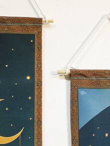 1 pezzo/2 pezzi Arazzo bohémien con luna e stelle, arazzo con motivo a lanterna con nappe vintage, design vintage a teiera, decorazione elegante per la casa, adatto per soggiorno e camera da letto, perfetto per ambienti boho e mistici, decorazione da parete per vacanze e feste, ottimo regalo per amici e famiglia - Multicolore - Visualizzare 9