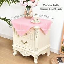 Small Square Tablecloth 2 Pack 24 X 24 Inch Washable Polyester Table Cloth Solid Pink Heavy Duty Fabric End Table Cover For Bedside Table Bedroom Nightstand,Pink24inchx24inchSquare - Pink 24 Inch X 24 Inch Square - View 3