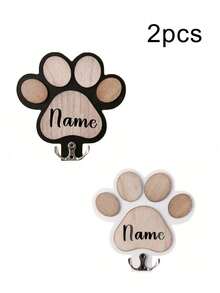 Gancho de madeira personalizável em formato de osso para coleira de cachorro (1 unidade), pode ser gravado, suporte personalizado para coleira e guia, material de madeira, gancho de metal com ângulo ajustável, tamanho ideal de 16 x 16 cm, design com estampa de patinha de cachorro, perfeito para amantes de cães e decoração de casa com animais de estimação. - Multicolorido - Ver 10