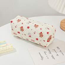 1/3 buc Geantă cosmetică de Crăciun cu fețe drăguțe de cățeluș - Geantă mare de toaletă de călătorie cu model adorabil de cățeluș, potrivită pentru femei, cadou de sărbători (Ziua Îndrăgostiților/Anul Nou), Geantă de machiaj de călătorie pentru decor de cameră - alb - Vizualizare 10