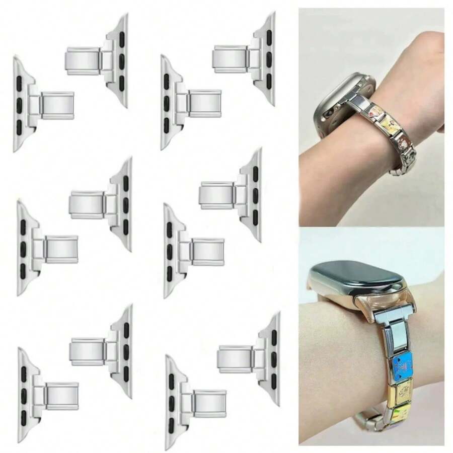 2/4个意式风格手链表带连接器，意大利风情，表带，兼容苹果手表表带适配器替换链节配件 - 彩色 - 查看 1