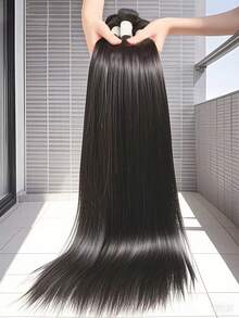 Brazilian Straight Bundles Human Hair Natural Black 12A Grade  Unprocessed Real Human Hair Extensions For Women Thick Remy Virgin Hair Extensions Natural Color - Natural Black - Xem 8