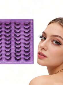20 Pairs Of 3D Mink Fur Natural False Eyelashes, Available In 1/2box Packaging. They Are Dense And Curled, Perfect For Creating A Natural Makeup Look. Ideal For Daily Dates, These Realistic And Reusable Eyelashes Are Great For Eyelash Extensions, Makeup Tools, And For Little Fairies. - Black - View 10