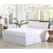 Bahama - Falda de Cama , Ropa de Cama de algodón Suave, Elementos Esenciales de la habitación inspirados en la  ( Plisado Liso, )(Queen Blanco) - Multicolor - Ver 2