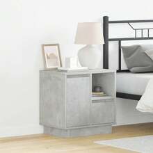 vidaXL Cabinet de chevet avec tiroir Gris béton 50 x 34.5 x 50 cm. - Noir - Voir 1