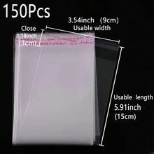 XZV 48/150pcs OPP Transparent Dust-Proof Plastic Cellophane Self-Adhesive Bags, Reusable, Double Layer Thickness 0.065mm/2.559mil, Suitable For Birthday, Anniversary, Wedding, Decoration, Small Accessories, Keychains, Pendants, Cards, Clothing, Transparent Storage Bags, Decoration, Packaging Bags, Jewelry Bags, Storage Box Bags, Perfect For Travel, Storage, Packaging, Shipping, Holidays, Gifts, Garden, Presents - 150 - View 12
