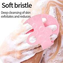 1pc Silicone Scalp Massage Shampoo Brush, Handheld Shower Scalp Cleaning Brush - Multicolor - View 4