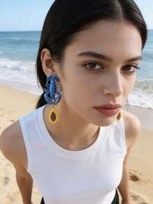 ZA 女士彩色龙虾耳环 - 水果吊坠长款耳环 | 情人节礼物 春假吸睛配饰