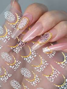 1片3D豹纹大理石美甲贴纸金色遮盖法式线条美甲滑块自粘式美甲装饰指甲用品指甲贴纸 - 彩色 - 查看 7