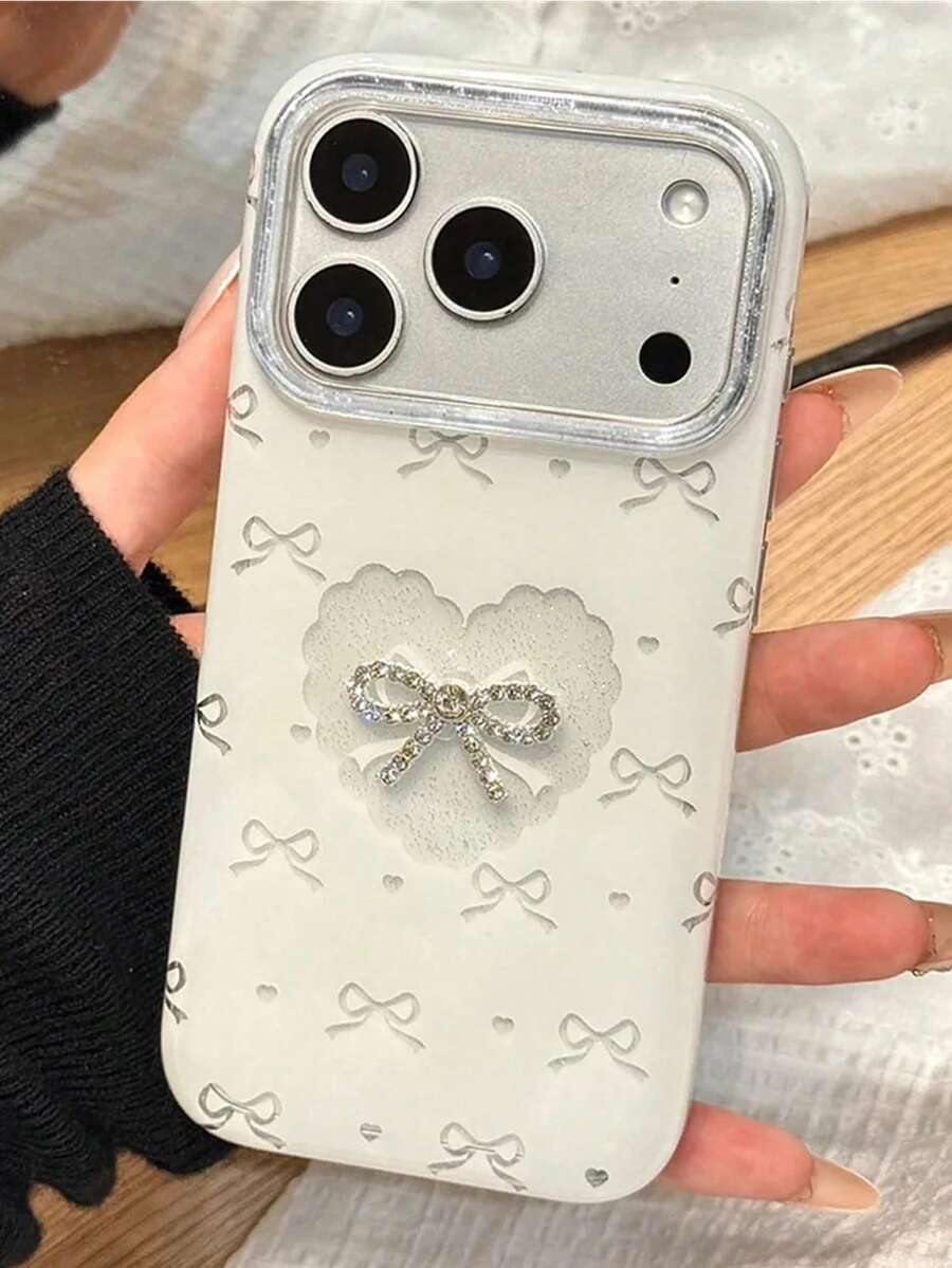 1个装 奢华可爱 3D 水钻蝴蝶结波点爱心手机壳 兼容 17 Pro Max 17 Pro 17 16 Pro Max 15 14 13 11 12 Pro Max Plus 艺术礼品后盖