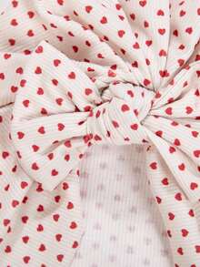 Baby Striped Print Headband, Infant Heart Cherry Bow Headwear, Girls Valentine's Day Hair Accessories - Red - View 6