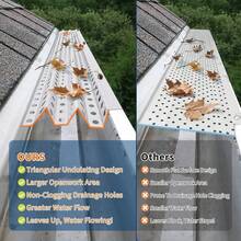 Guardas de desagüe de 5 pulgadas, sistema de cubierta de canalón de aluminio con acabado de fábrica, resistente y libre de óxido, instalación fácil DIY para proteger el desagüe del hogar de hojas y desechos - 50 pies - Ver 6