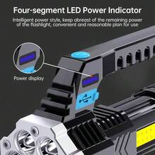 1/2/4件組 USB可充電LED手電筒，7合1 COB工作燈附底座，USB供電附不鏽鋼夾，含充電線，180度旋轉燈頭，LED電池指示燈，支援USB反向輸出，便攜露營夾燈，工業燈附磁吸底座，強光束，適用於緊急使用、露營、釣魚、維修、建築、居家照明緊急燈，聖誕節、萬聖節、復活節、情人節、節日禮物，戶外照明緊急燈 - 7LED-手電筒 - 查看 10