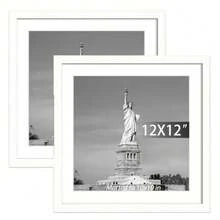 CYPNMarco De Fotos Blanco Muestra Fotos De 12x12" Con Tapete O 10x10" (Sin Tapete) Marcos Para El Hogar Boda Galería Paquete De 2 (2-Blanco 12x12")Fashion - 222655044 - Ver 8