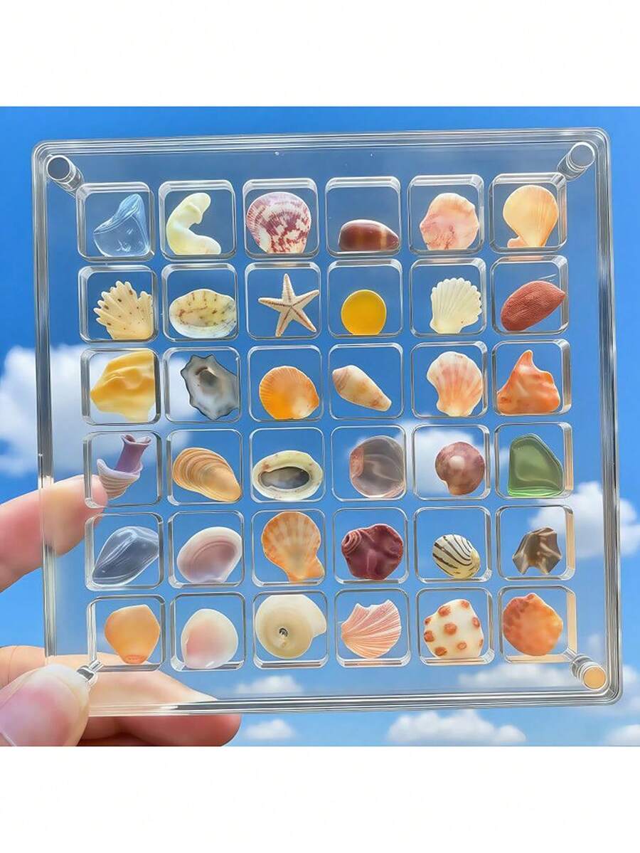 1 pieza Caja de almacenamiento de acrílico transparente de 36 ranuras, estuche de exhibición de especímenes de piedras de playa en miniatura, caja de colección de insectos, organizador de mujeres, esencial de viaje, almacenamiento para dormitorio universitario, caja de almacenamiento de conchas, caja de almacenamiento de arte, caja de exhibición de escritorio, caja de almacenamiento de joyas, organizador de almacenamiento de joyas - Multicolor - Ver 1