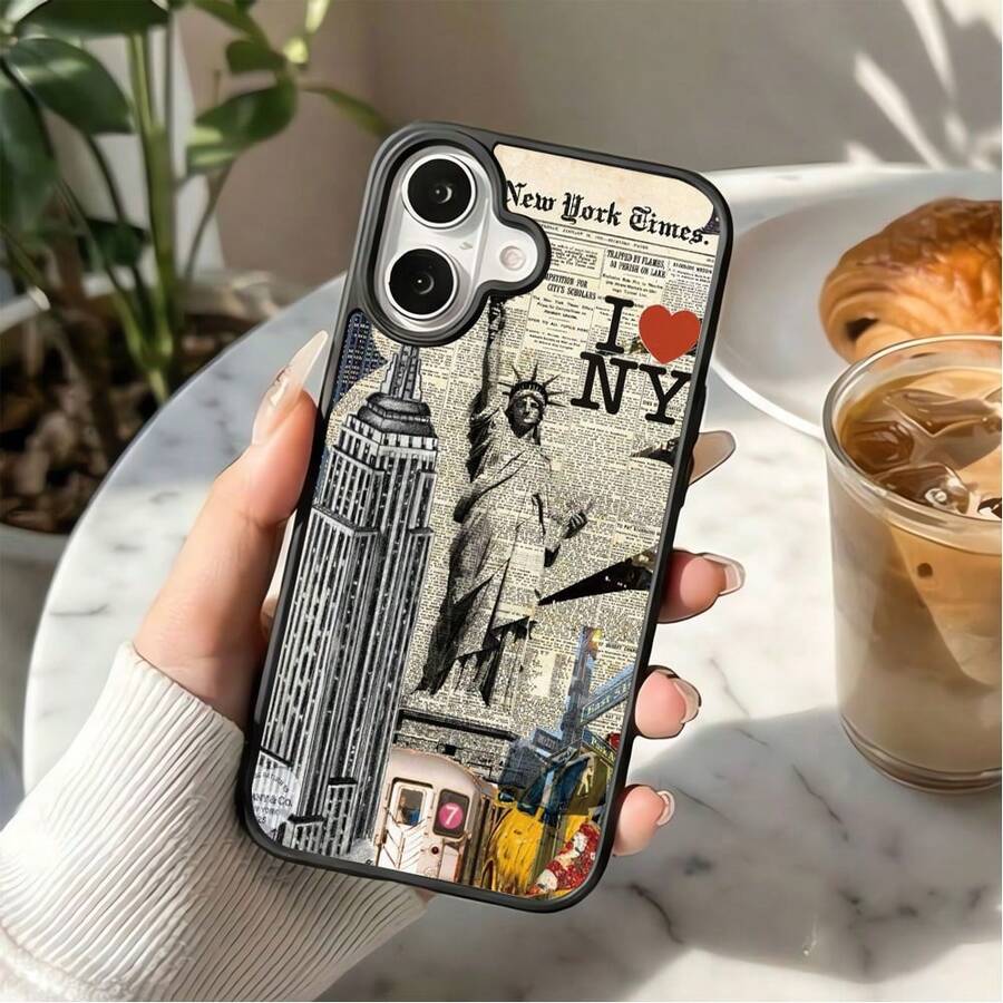 New York Style Magnetic Phone Case With Statue Of Liberty And Cityscape DesignFor  17,17Pro,17ProMax,14,15,16,13,14,15,12,11Plus,Pro,Max,For Samsung Galaxy S25PLUS/S25ULTRA/S25/S23/S24,S22 Fun Print,Cute Design,Suitable For Both Men And Women. - Nhiều màu - Xem 1