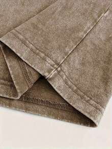 230g Heavyweight Washed Fashion Printed Plus Size T-Shirt Unisex Color Block Printed Pattern Couple Outfit Casual Street Outdoor Adventure Travel Top  100% Cotton Top Outdoor Wear - 棕色 - 查看 5