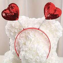 1件情人节发箍，心形亮片发箍，闪亮心形发饰，婚礼派对装饰 - 彩色 - 查看 3