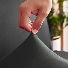 1 pieza Funda de sofá/cama de seda de leche de unicolor, alta elasticidad y a prueba de polvo, minimalista, adecuada para sala de estar, dormitorio, todo el año - Gris Oscuro - Ver 8