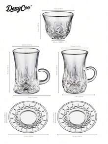 Dengcoo 1件套土耳其茶杯、茶碟、卡瓦杯、阿拉伯茶杯、咖啡杯、欧式/中东水杯、中东传统玻璃黑茶杯，非常适合茶会、送礼和家居装饰。 - 杯子 - 查看 8