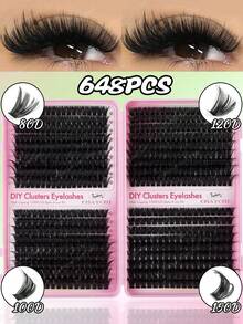 CMAYOME 720/648 片装合成睫毛胶水套装，D 卷合成睫毛嫁接套装，包含 10D + 20D + 30D + 40D + 50D + 60D + 80D + 100D + 120D + 150D，长度从 9 毫米到 18 毫米混合，蓬松柔软的合成睫毛。轻盈柔软，簇状设计。