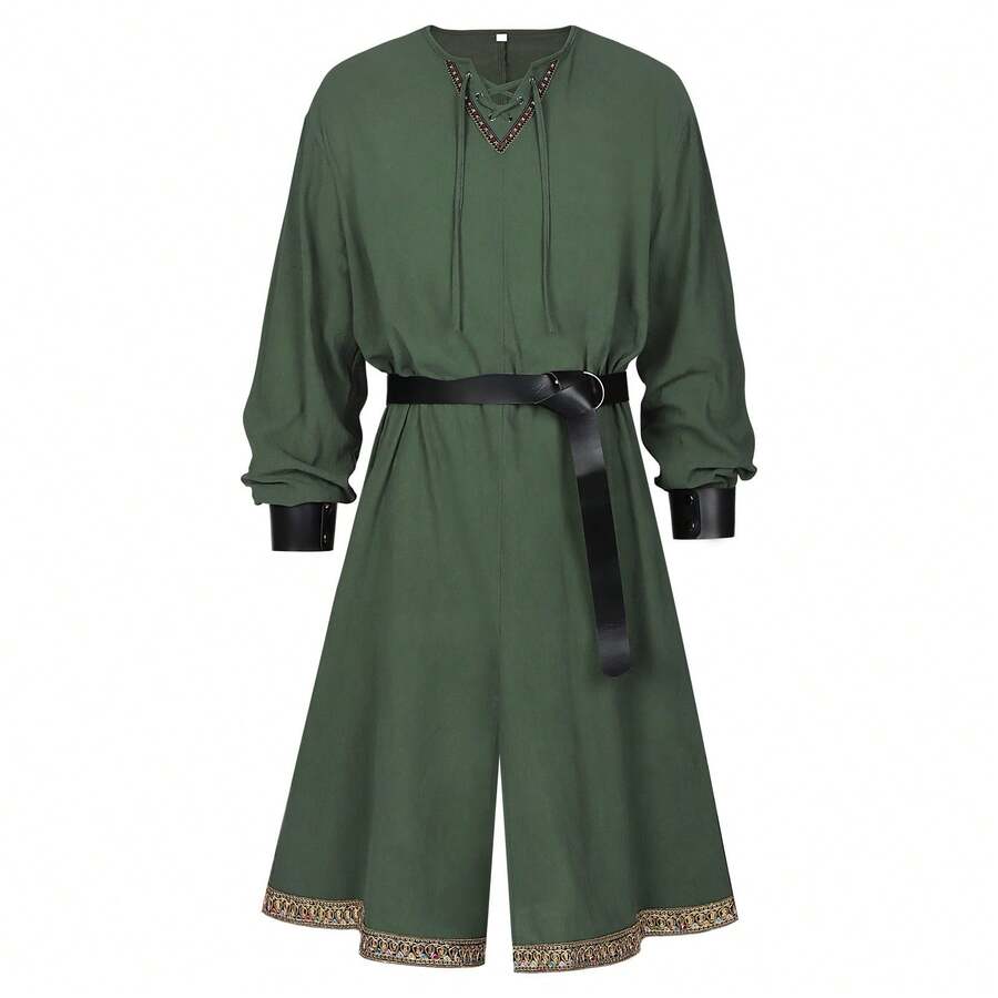 COS Renaissance Vest Knight Pirate Performance Costume, Men's Dress Up Outfit - Green - View 1