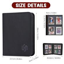 YY   Binder 4 Pocket HYMENEX Top Loader Card Binder Holds 112  Cards For Trading Sports Cards - Black - Black - View 4
