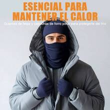 Gorro Invierno Bufanda y Guantes para Frio Hombre, Guantes Termicos con Funcin Pantalla Tctil, Pasamontaas, Kit de Invierno para Clima Fro para Hombres y Mujeres 3 Piezas - Talla única + Talla Única + Azul - Ver 6
