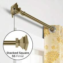 Premium Plain Adjustable Curtain Rod - 70x120cm Extendable 60mm Classic Finial Easy DIY Install Rod - LAMP DESIGN ANTIQUE BRASS - View 11