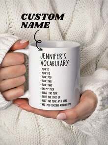 1个可定制名字马克杯，个性化趣味咖啡杯，“F-Ck”印花马克杯，新奇礼物，办公马克杯，11盎司和15盎司可选，适合情人节、母亲节、父亲节、生日、毕业典礼、周年纪念日，送给女朋友/男朋友的礼物