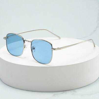 1 pieza Gafas de montura redonda de metal retro y minimalista, unisex, adecuadas para viajes, uso casual, fiestas, playa y uso diario