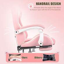 OYAJIA Gaming Chair With Massage Function, Ergonomic Racing Style Office Chair, Adjustable Recliner With Footrest And Lumbar Support(Pink) - Pink - View 9
