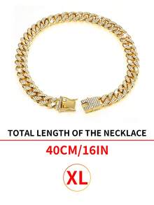 1件可调节宠物猫狗项圈项链，适合小型/中型/大型宠物，宠物配饰金色狗项圈猫幼犬链带水钻 - 金色 - 查看 14