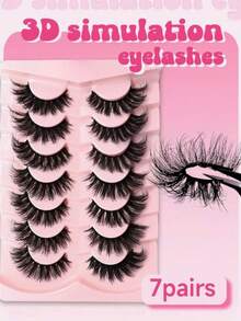 7 par sztucznych rzęs w kształcie kociego oka, dopasowany kształt oczu dla uroczego spojrzenia, miękkie i niepodrażniające, przyjazne dla początkujących - Wielokolorowe - Zobacz 4