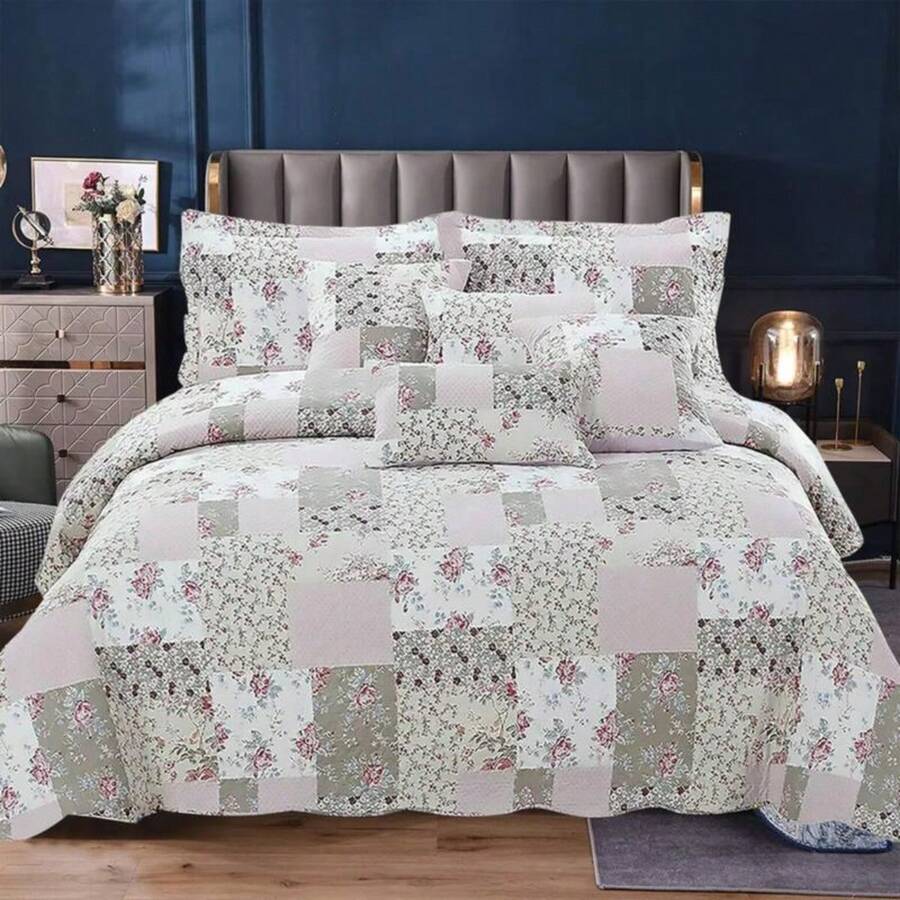 3 Piece Quilted Patchwork Bedspread - Soft Throw Bedding Set, Perfect For Single Double King Size Beds Bedroom Decor & Cozy Home - Zurich - Patchwork Bedspread - View 1