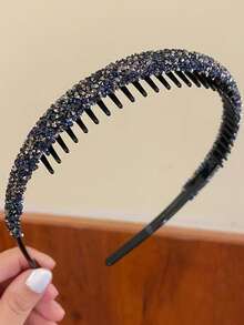 5 Stücke/Set sortierte Strass-verzierte minimalistische Mode Haarreife, vielseitige & elegante Haarzubehör für Teenager & Mädchen - Verschiedenfarbig - Übersicht 3